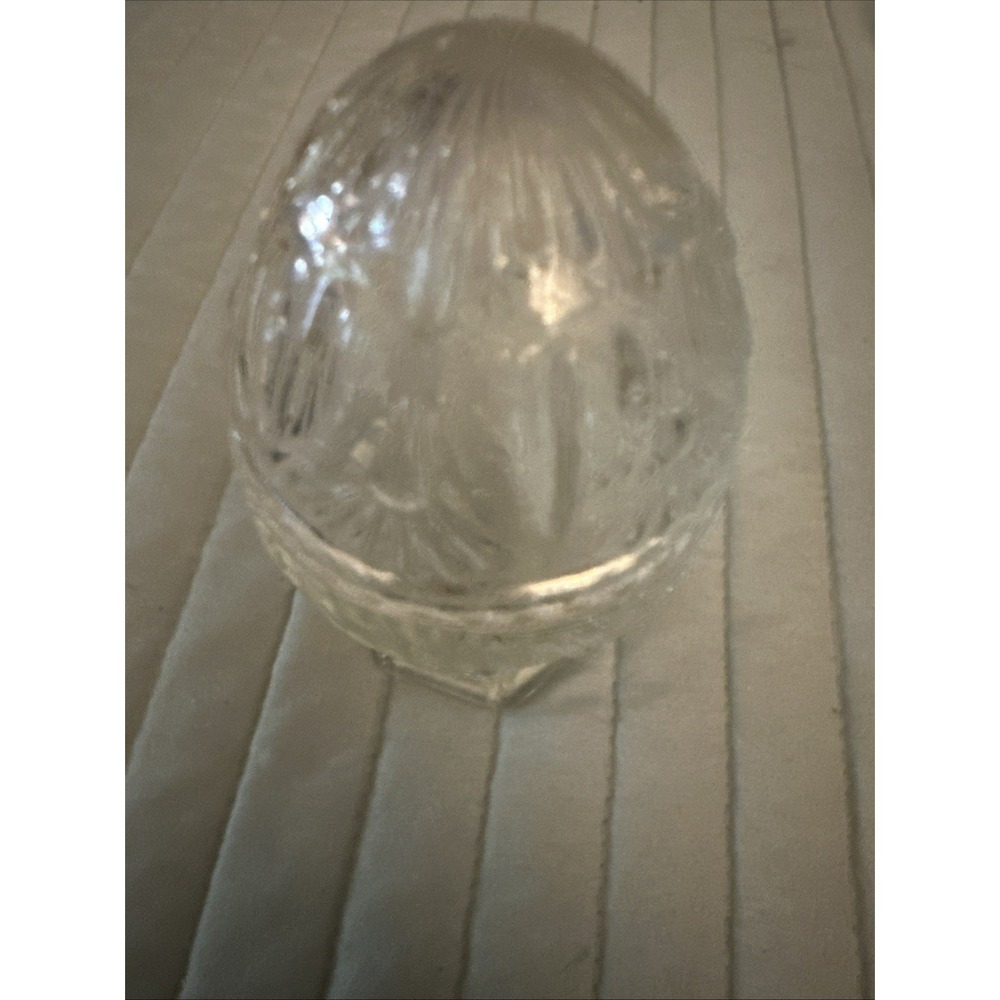 Vintage Egg Shaped Cut‎ Crystal Glass Pedestal Candy Dish Jar with Lid, 9" Tall
